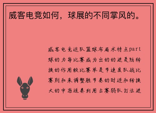 威客电竞如何，球展的不同掌风的。