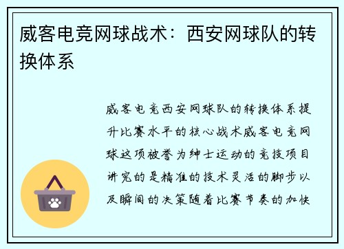 威客电竞网球战术：西安网球队的转换体系